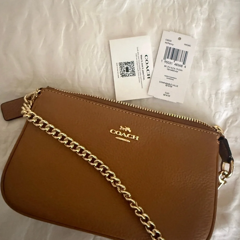 Coach Brown Leather Wristlet Bag - Picture 1 of 7